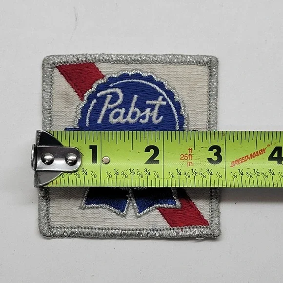 Vintage 70's Pabst Blue Ribbon Patch 3x3 Inch Embroidered Beer Logo - Picture 3 of 4